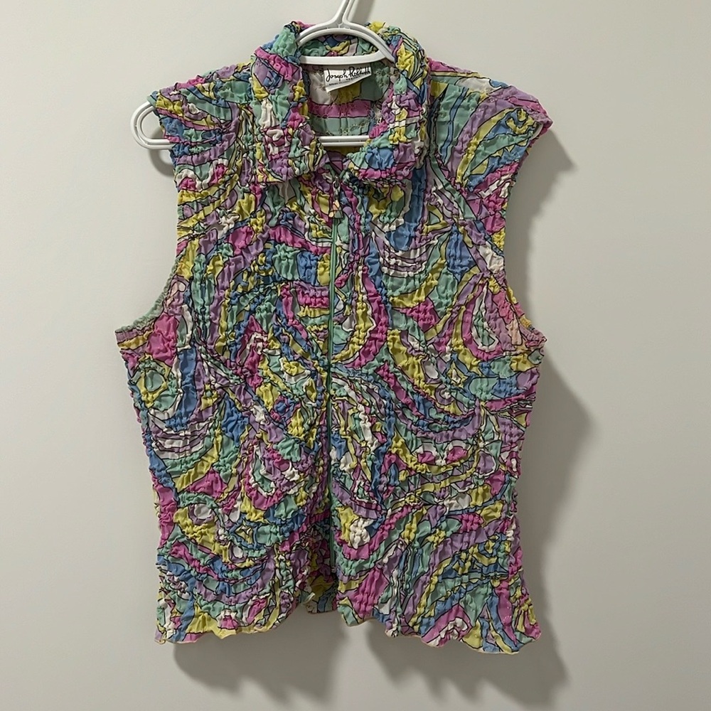 JOSEPH RIBKOFF | Colourful Ruffled Sleeveless Top